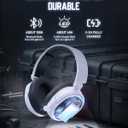 Wireless Gaming Headset, 7.1 Surround Sound, 2.4GHz USB Gaming Headphones with Bluetooth 5.4, 100H Battery, ENC Noise Canceling Mic, RGB Light, Wireless Headset for PC PS5 PS4 Mac Switch (Black-White)