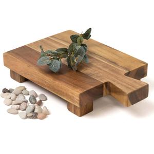 Kurrajong Farmhouse Wood Pedestal Stand | Small Acacia Wood Riser | Wooden Riser Board | Pedestal Board to Display Your Plants | 9" Long Rectangle Planter Stand for Any Room in the Home