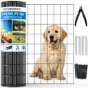 ZeroPone Black PVC Coated Welded Wire Fence 24 Inch x 50 Foot, 2 x 3 Inch 16GA Garden Border Fencing Roll Metal Wire Mesh Animal Barrier Fence for Yard Plant Vegetable Protection Dog Poultry Netting