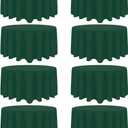 8 Pack Dark Green Round Tablecloth 90 Inch Stain and Wrinkle Resistant Round Hunter Green Table Cloth Reusable and Washable Polyester Fabric for Buffet Wedding Party and Banquet