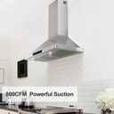30 inch Wall Mount Range Hood 800CFM, with DC Motor, Stainless Steel Vent Hood with 6 Speeds Exhaust Fan, Convertible to Ducted and Ductless, with stainless steel filters