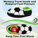 Little Kids Warm Slippers with Soft Memory Foam Slip-on Indoor Football Slippers, Size 10-11