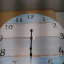 Large Wall Clock for Living Room Decor24 Inch Blue Round Wood Clock for Bedroom,Coastal Vintage Rustic Clock for Farmhouse Kitchen