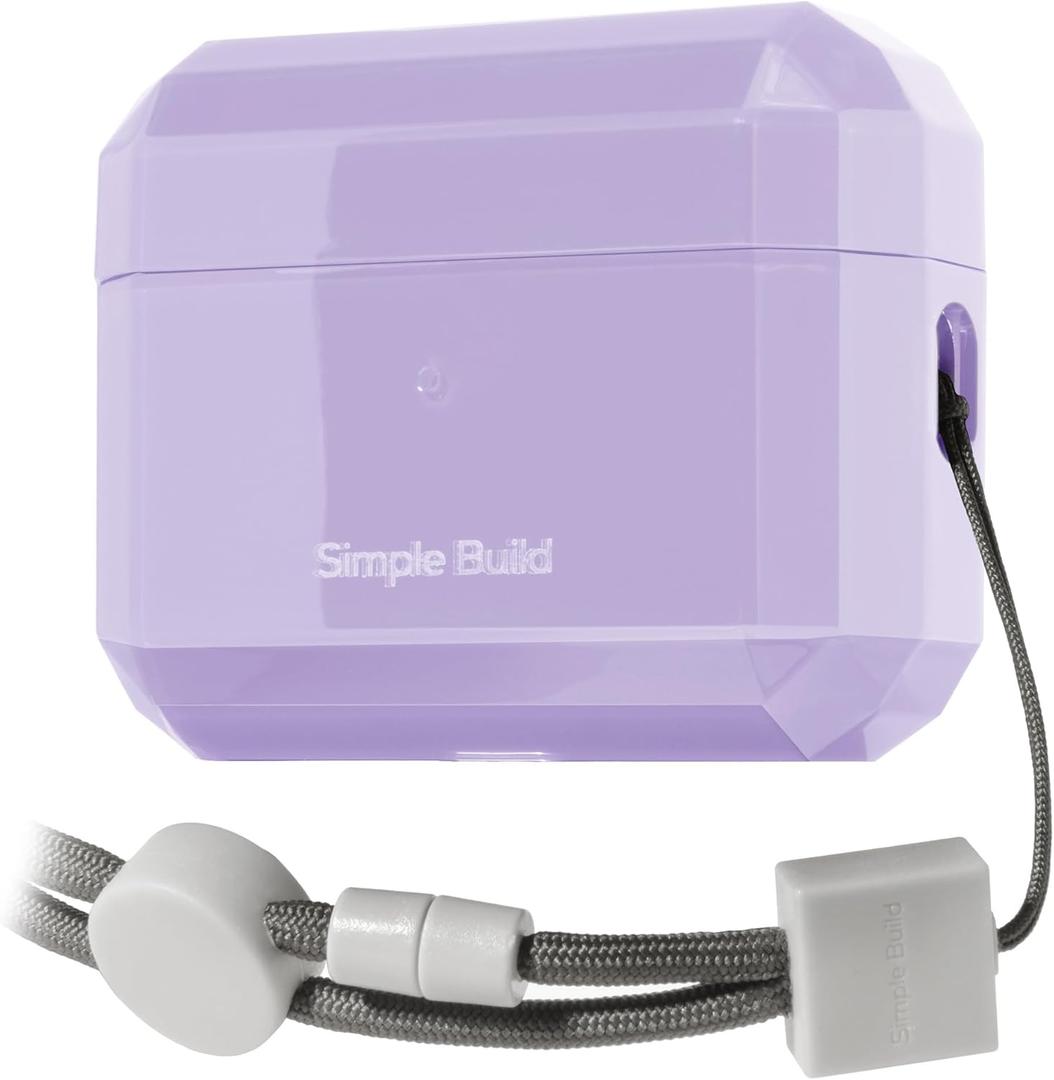 AirPods Pro 2nd Case Cover Composite Structure and Glossy Hard Shell with Safly Lanyard (Lavender)