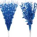 24-Pack Christmas Tree Picks Ornaments, Artificial Glitter Berry Stem Glittery Twigs Ornaments for Christmas Tree Decorations, Small Vase, Holiday, Wedding, Party Decorations (Blue)