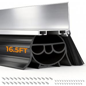 BEAMNOVA 16.5FT Garage Door Bottom Seal, Upgraded Multi-Layer Rubber Weather Stripping Door Seals with Brush, Wind & Water Block for Home Garage, Warehouse, DIY Homeowners