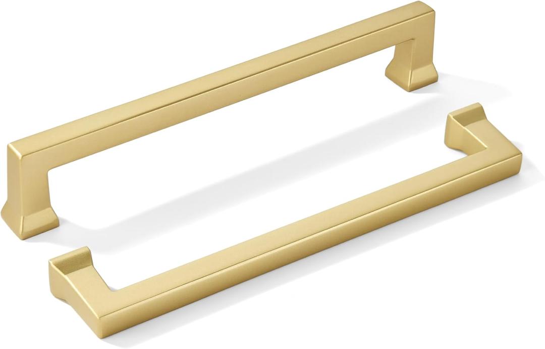 khtumeware 10 Pack 6inch(152mm) Hole Center Brushed Gold Cabinet Pulls Heavy-Duty Solid Matte Gold Cabinet Hardware Pulls for Kitchens, bathrooms and Dresser Handle