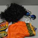 60S-70S Hippie Costume Set, Includes Black Afro Wig, Peace Sign Necklace, Retro Sunglasses, And T-Shirt, Size M