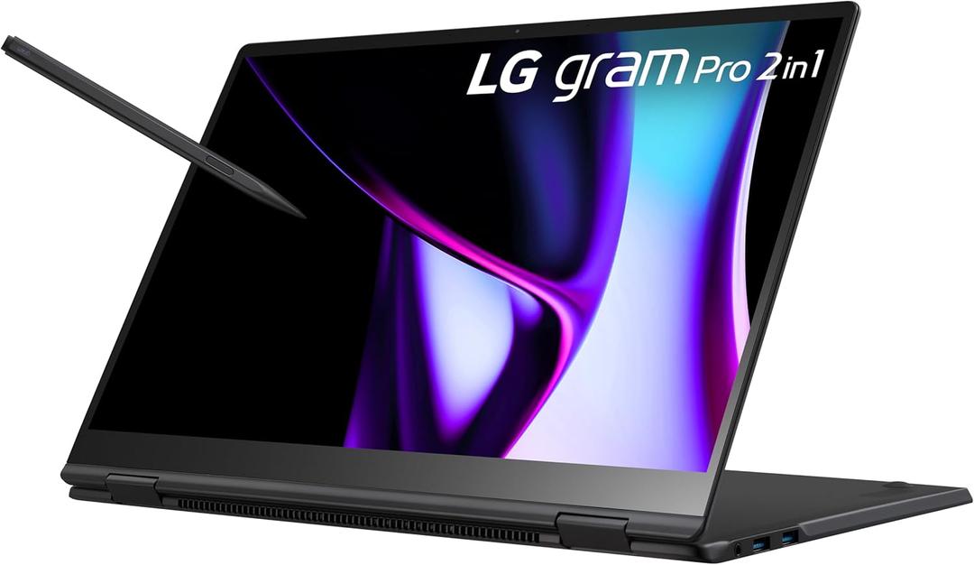LG gram Pro 16-inch OLED 2in1 Thin and Lightweight Laptop, Intel Evo Edition - AI-Enabled Intel Core Ultra 7 Processor, Windows 11 Home, 32GB RAM, 2 TB SSD, VRR OLED Touch Display, Black