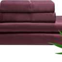 YnM Cooling Bed Sheet Set with 100 Percent Rayon Derived from Bamboo, 400TC Fabric with 2 Pillowcases and Flat Sheet, Deep Pocket Fit 19'', Silky-Soft & Sweat Wicking, 4 Piece (Queen, Rose Purple)
