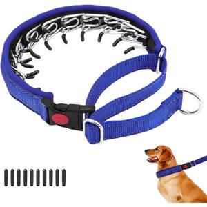 No Pull Martingale Dog Collar for Large Medium Small Dogs, Heavy Duty Nylon Reflective Adjustable Anti Pull Slip Collar with Buckle for Training Walking (M, Dark Blue)