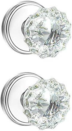 Glass Dummy Door Knobs for Closet and Hall,Vintage Polished Chrome Crystal Dummy Door Knobs Interior(2Pack)