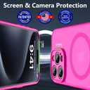 Innaght Magnetic for iPhone 15 Pro Case[Compatible with MagSafe][Camera Protection][2+Full Coverage Tempered Glass Screen Protector][Translucent Matte] Drop Protection Phone Case,6.1",Hot Pink