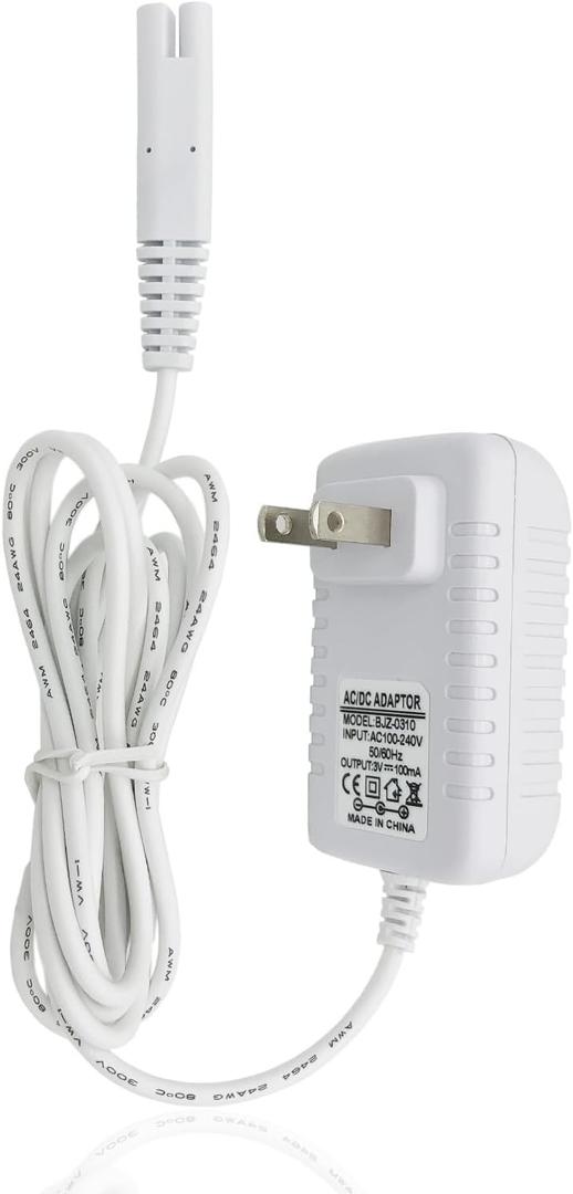 3V Water Flosser Charger Replacement for Waterpik WP360 WP462 WP450 Power Cord Wall Adapter, 5 FT Cable (White)