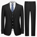 Cooper & Nelson Men's Suit Slim Fit, 3 Piece Suits for Men, One Button Solid Jacket Vest Pants with Tie, Tuxedo Set Size  40R/M