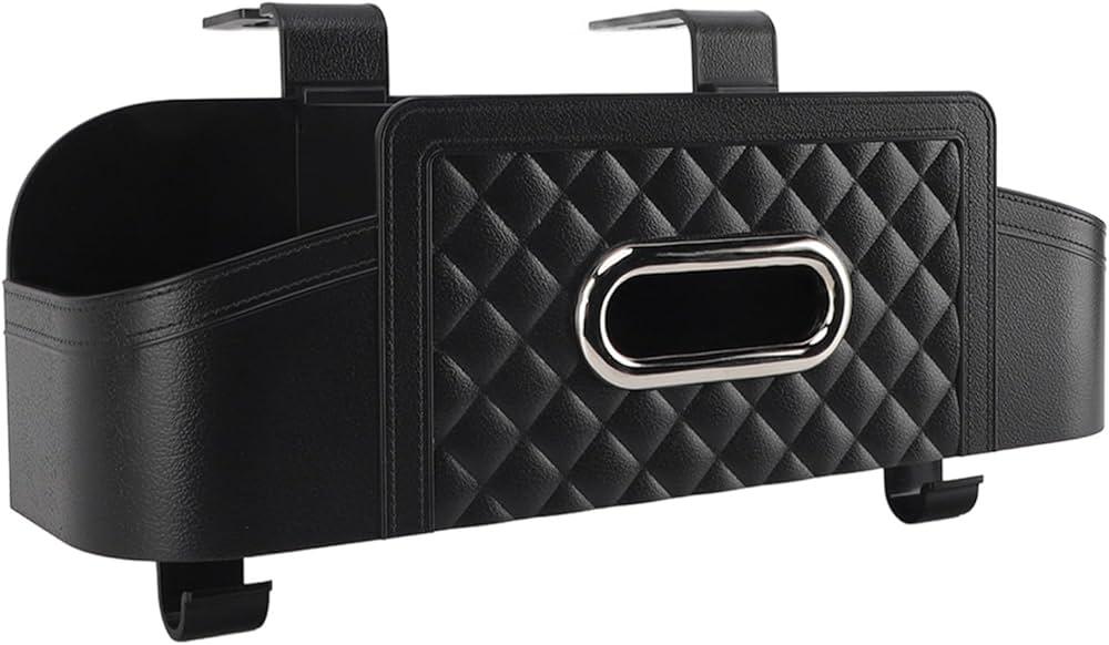 Fdit Car Back Seat Storage Box With Cup Holder, Headrest Tissue Box Cover, Durable Car Travel Organizer