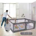 Baby Playpen, 71 x 59 Inches Large Playpen for Babies and Toddlers, Extra Safe with Anti-Collision Foam Playpens for Babies, Indoor & Outdoor Playard for Kids Activity Center with Gate