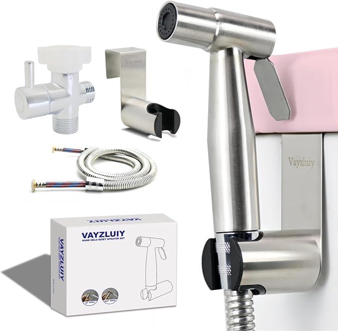 Handheld Bidet Sprayer for Toilet 2 PCS  Bidets for Existing Toilets Adjustable Water Pressure with Bidet Hose for Feminine Wash, Stainless Steel Muslim Shower Jet Spray for Toilet