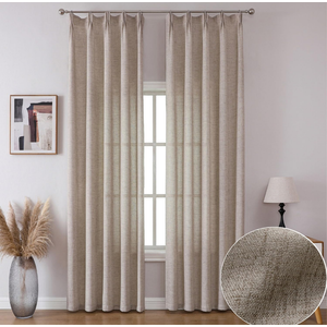 Curtains 84 Inch Length 2 Panels, Dark Taupe Thick Semi Sheer Curtain, Modern Farmhouse Living Room Drapes Window Treatments