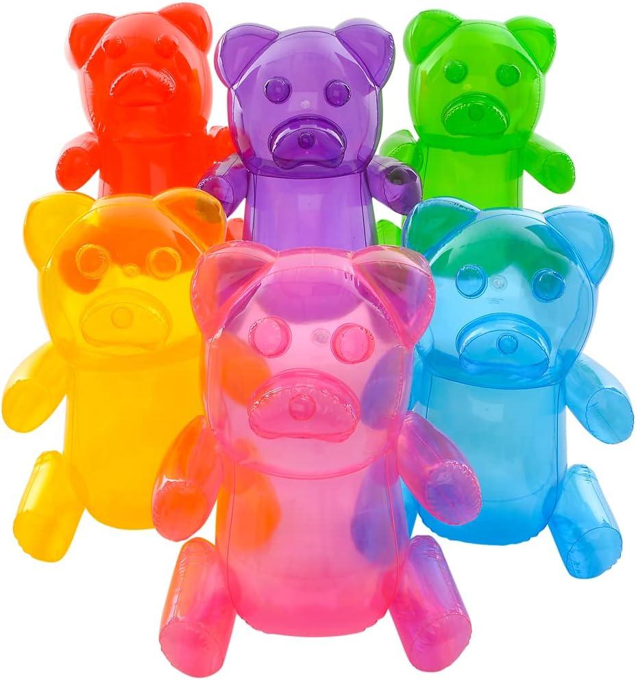 Candyland Party Decorations - 24-Inch Tall Inflatable Gummy Bears - 6 Pack - Vibrant Colors for Candy Themed Parties