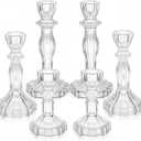Mumufy 6 Pack Glass Taper Candle Holders Clear Candlestick Holder Fit 0.8 Inch Candles 4'' 6'' 8'' Tall Crystal Decorative Candlestick Stand Centerpiece for Table Wedding Dining Party (Classic)
