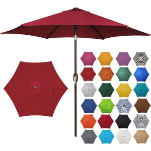 Blissun 7.5 ft Patio Umbrella, Yard Umbrella, Outdoor Market Umbrella with Push Button Tilt Crank, Burgundy