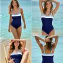 Aleumdr One Piece Swimsuit Women Athletic Bathing Suits Color Block Womens Swimsuits Swimwear (XXL)