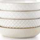 getstar Pasta Bowls, Large Salad Serving Bowls (8.2 inch/35 oz), Ceramic Bowl Plates Set of 4, Farmhouse Embossments, Microwave and Dishwasher Safe
