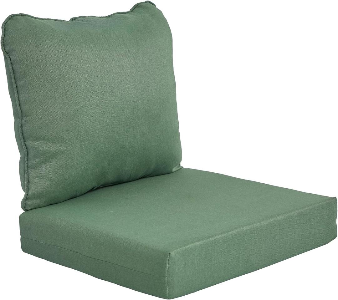 Outdoor Deep Seat Cushion Set 24x24x4.7 Inch Fade-Resistant Waterproof Outdoor Sofa Cushions & Deep Seat Patio Cushions for Chair, Sofa, and Couch, Forest Green