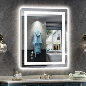 24"x32" LED Bathroom Mirror with Lights, Backlit & Front Lit, Anti-Fog Lighted Bathroom Vanity Mirror for Wall, Memory Function, Dimmable, HD Tempered Glass, Shatter-Proof