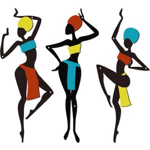 3 Pieces African Wall Decor Art, Metal Wall Aesthetic Hallway Decor accessories, Maximalist Hanging Wall Decor, Ethnic Dance Style Drawing Wall Decorations, For Home Living Room Bedroom and Bathroom (Yellow)