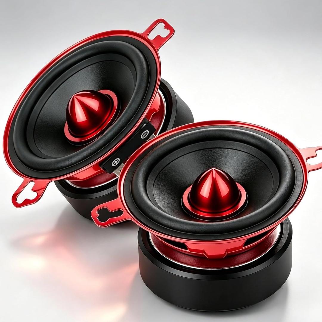 3.5 Inch Car Speakers 600W Woofer Red Aluminum Bullet 4 Ohm Midrange Audio