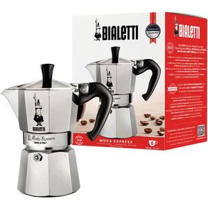 Bialetti Moka Express Iconic Italian Stovetop Espresso Maker (Natural Silver, 6 Cups)