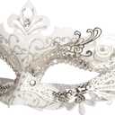 Hoshin Masquerade Mask, Mardi Gras Deecorations Venetian Masks for Womens (White)