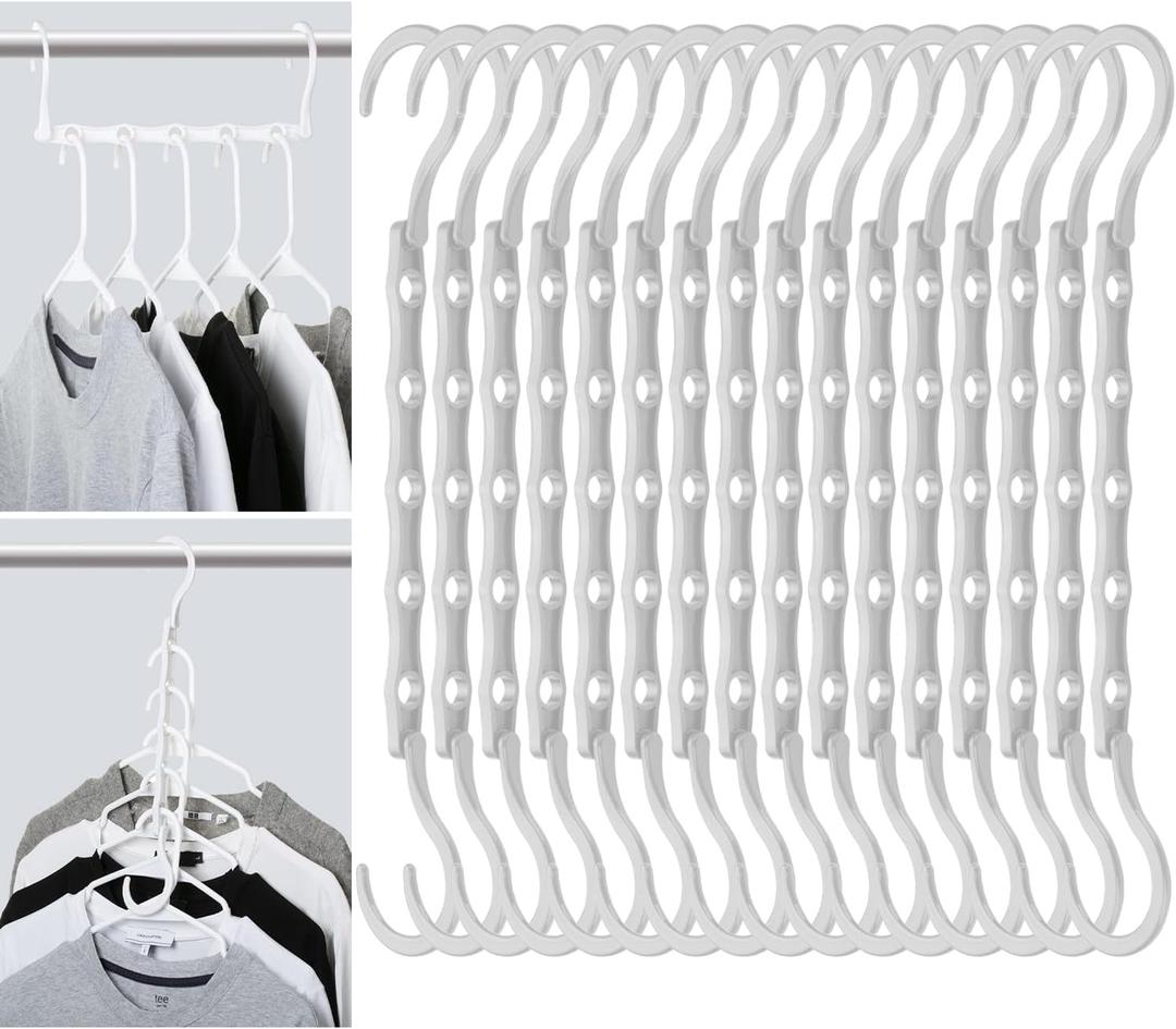 Mr. Pen- Space Saving Hangers for Clothes, 16 pcs, White, Plastic Multi Clothes Hangers Space Saving, 5 Slots, 360 Rotating Hooks