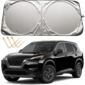 XHRING Car Windshield Sun Shade Sunshade Compatible with Nissan Rogue 2021-2025 Rogue Sport 2017-2022 Maxima 2016-2025 Sentra 2013-2019 S SV SR Accessories Car Front Window Sun Shield