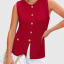 PRETTYGARDEN Women's 2026 Spring Sweater Vest Sleeveless Button Down Knit Cardigan Tank Tops Summer Business Casual Outfits (Red, M)