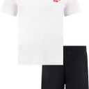 Reebok Boys 2 Piece Knit Logo Short Set, White, 4T