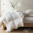 Maple&Stone Twin Feather Down Comforter All Season White Down Duvet Insert Ultra Soft 100% Cotton Cover Fluffy Twin Comforter 68 x 90 Inches