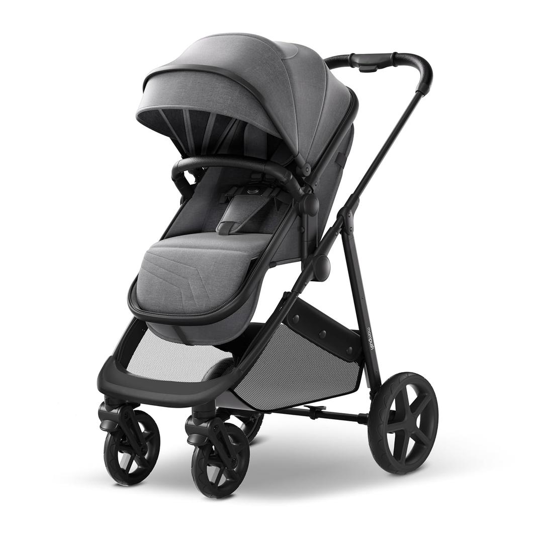 Mompush Wiz 2 in 1 Baby Stroller with Infant Pramette Mode, One Hand Fold Convertible Newborn to Toddler Stroller with Reversible Seat and Large UPF 50+ Canopy