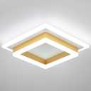 32W Flush Mount Modern LED Ceiling Lights, Gold Small Hallway Ceiling Light, Cool White 6000K Acrylic LED Ceiling Light Fixtures, Close to Ceiling Lights for Bedroom Dining Room Kitchen Bathroom