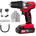 AVID POWER 20V MAX Lithium lon Cordless Drill Set, Power Drill Kit with Battery and Charger, 3/8-Inch Keyless Chuck, Variable Speed, 16 Position and 22pcs Drill Bits (Red)