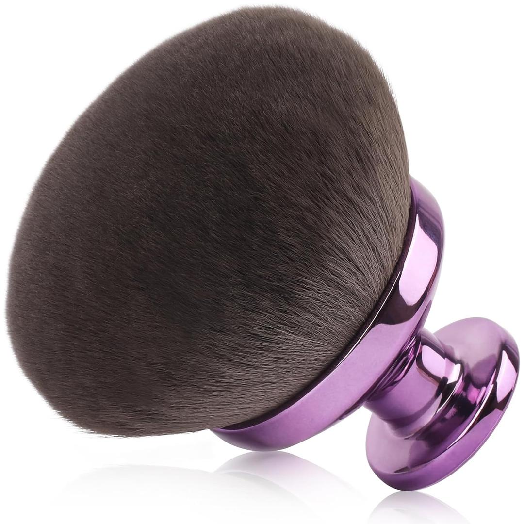 90MM Extra Large Self Tanner Kabuki Makeup Brush Ultra Soft Dense Vegan Bristles for Body Makeup, Bronzer & FoundationApplies Tanning Mousse, Lotion & Self TannerWet & Dry (Purple)