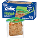 Ziploc Sandwich and Snack Bags with EasyGuide Texture, Plastic Storage Bags with Grip 'n Seal Technology, 105 Bags Total