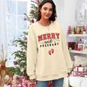 Merry and Pregnant Sweatshirt for Women Christmas Pregnancy Announcement Pullover Funny Letter Long Sleeve Shirt (XXL)