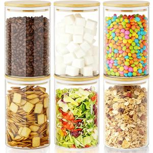 Glass Food Storage Containers with Lids,6-Pack Pantry Storage Canisters Set,32 Ounces Kitchen Jars for Flour,Sugar,Salt,Coffee Beans,Cereal,Spice,Creamer & Overnight Oats