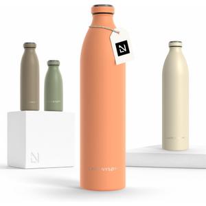 LARS NYSM Stainless Steel Insulated XL Water Bottle 12 oz 17 oz 25 oz 34 oz 51 oz | Insulated Thermo Flask for Hot and Cold Beverages | Leakproof Drinking Bottle (Pumpkin Orange, XL 50.7 oz)
