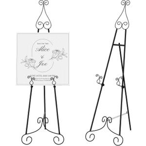 HAITRALBlack Easel Stand for Sign, Adjustable Display Easel Stand with Chain Support, Heavy Duty Metal Easel forWeddingSign,Art,Pictures,Paintings,55" H Welcome Poster Stand Sign Holder Floor Dcor
