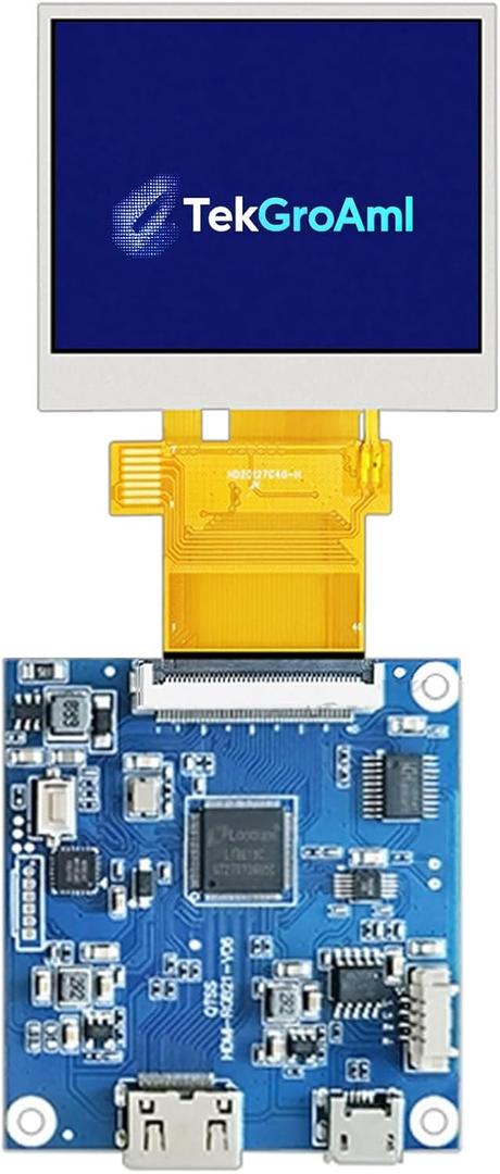 TekGroAml 2 inch 480x360 TFT mini LCD Display with Control Board, High-Density 16.7M Color Screen, RGB18 Parallel Interface, Full View, Integrated Driver for DIY & HMI