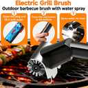 Electric Grill Brush with Water Spray & LED Light, 2600mAh Rechargeable BBQ Cleaner with 2 Speed Modes, 100 Mins Runtime, 304 Stainless Steel Heat Resistant Grill Brush for Outdoor Camping
